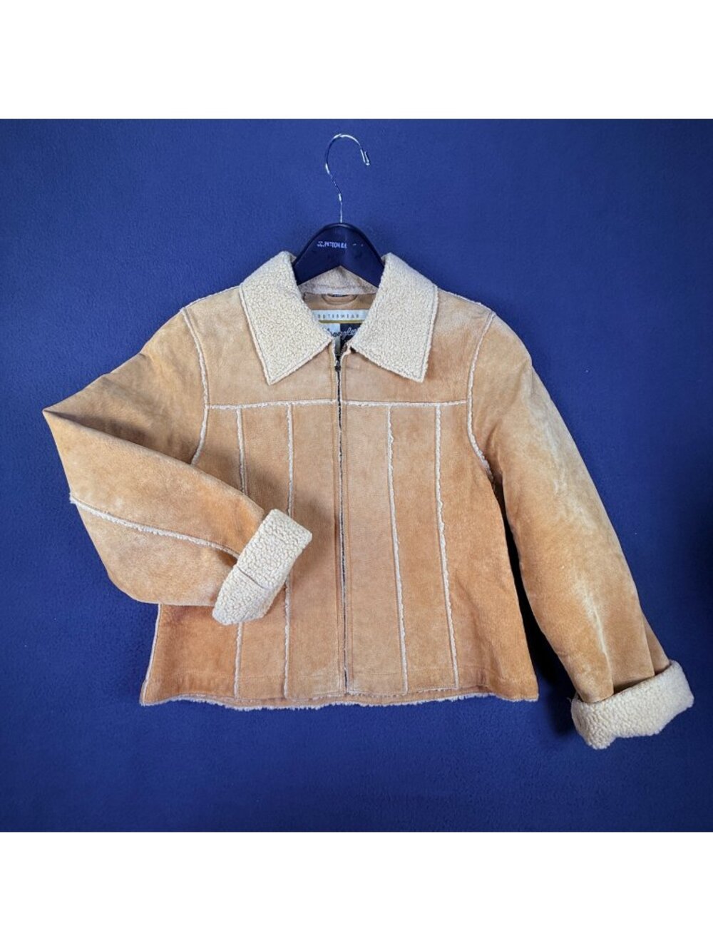 True Vintage Wrangler Outerwear Country Beige Jacket leather/sherpa Ladies Small